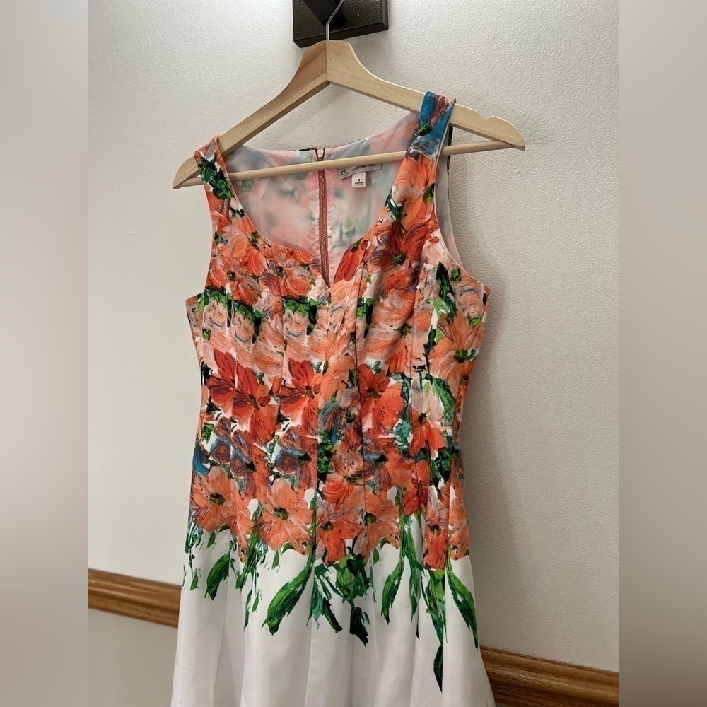 Dress Barn Floral Midi Dress - Pink and White - Picture 6 of 8